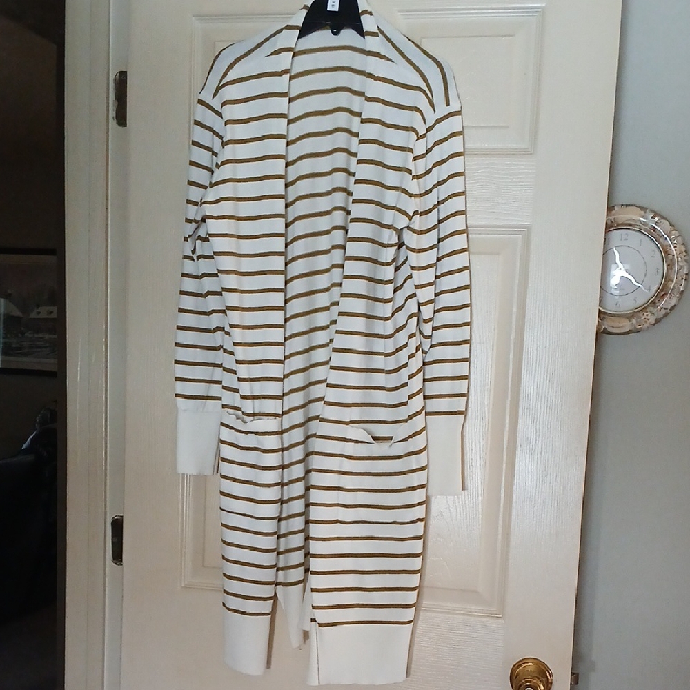 Nine West Striped Cardigan With Pockets